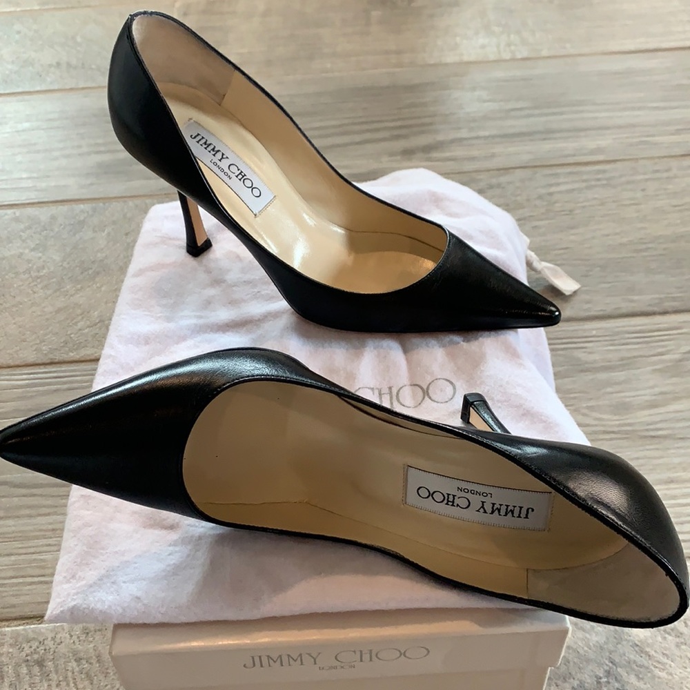 Jimmy Choo black kid leather pumps